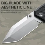 CIVIVI Bhaltair Flipper & Thumb Stud Knife Black Coarse G10 Handle (3.98" Stonewashed 14C28N Blade) C23024-1 - Image 2