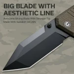 CIVIVI Bhaltair Flipper & Thumb Stud Knife Green Burlap Micarta Handle (3.98" Black 14C28N Blade) C23024-3 - Image 2