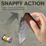 CIVIVI Bhaltair Flipper & Thumb Stud Knife Guibourtia Wood Handle (3.98" Damascus Blade) C23024-DS1 - Image 3