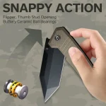 CIVIVI Bhaltair Flipper & Thumb Stud Knife Tan Coarse G10 Handle (3.98" Black 14C28N Blade) C23024-2 - Image 3