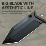 CIVIVI Bhaltair Flipper & Thumb Stud Knife Tan Coarse G10 Handle (3.98" Black 14C28N Blade) C23024-2 - Image 2