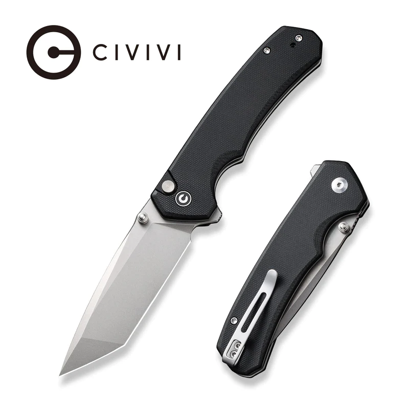 CIVIVI Button Lock Brazen Flipper & Thumb Stud Knife G10 Handle (3.46" 14C28N Blade) C19059C-1