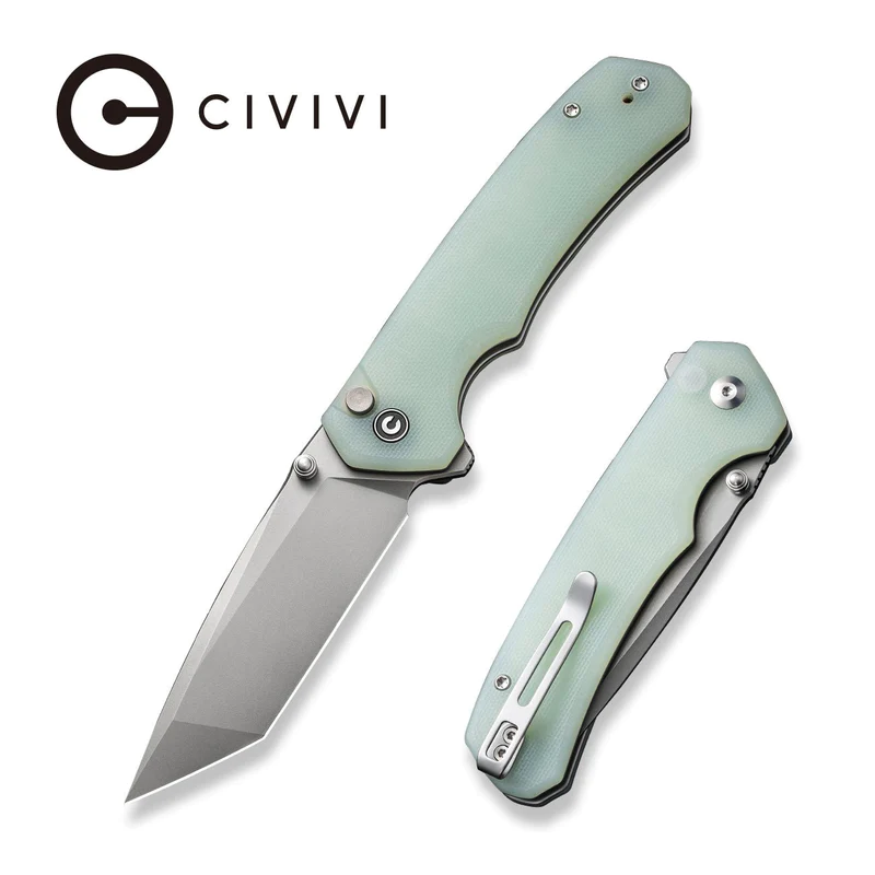 CIVIVI Button Lock Brazen Flipper & Thumb Stud Knife G10 Handle (3.46" 14C28N Blade) C19059C-3
