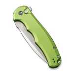CIVIVI Button Lock Praxis Flipper Knife Lime Green Aluminum Handle (3.75" Satin Finished Nitro-V Blade) C18026E-3 - Image 2