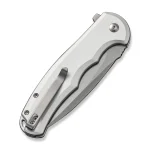 CIVIVI Button Lock Praxis Flipper Knife Silver Aluminum Handle (3.75" Satin Finished Nitro-V Blade) C18026E-2 - Image 6