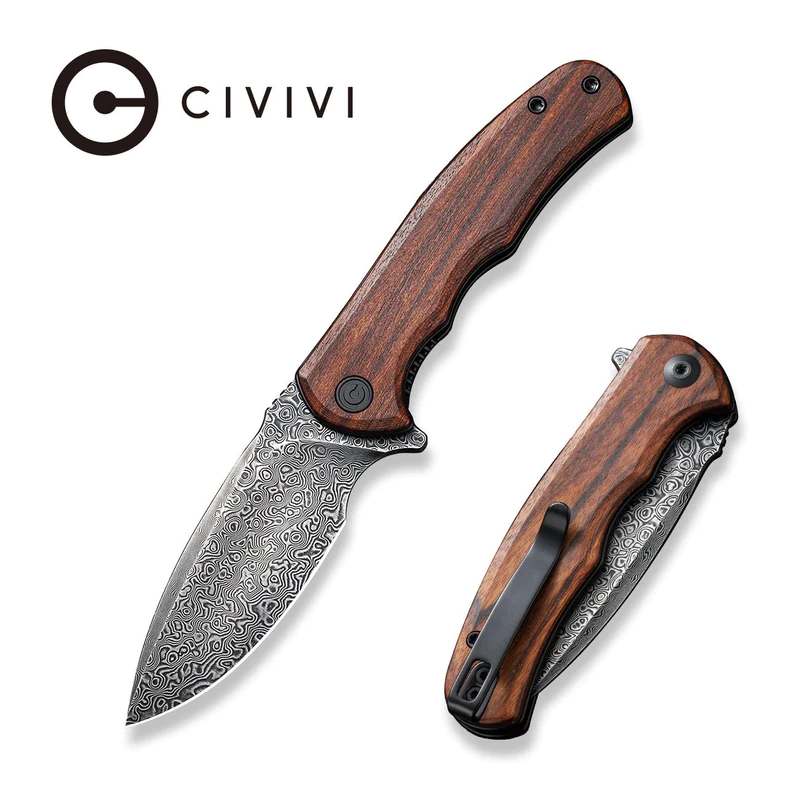 civivi-mini-praxis-flipper-knife-guibourtia-wood-handle-298-black-hand-rubbed-damascus-blade-c18026c-ds1-141797_800x CIVIVI Mini Praxis Flipper Knife Guibourtia Wood Handle (2.98" Black Hand Rubbed Damascus Blade) C18026C-DS1 - Image 1