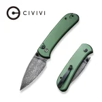 CIVIVI Qubit Button Lock Knife Aluminum Handle (2.98" Damascus Blade) C22030E-DS1