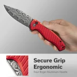 CIVIVI Stormhowl Flipper & Button Lock Knife Aluminum Handle (3.3" Damascus Blade) C23040B-DS1 - Image 4