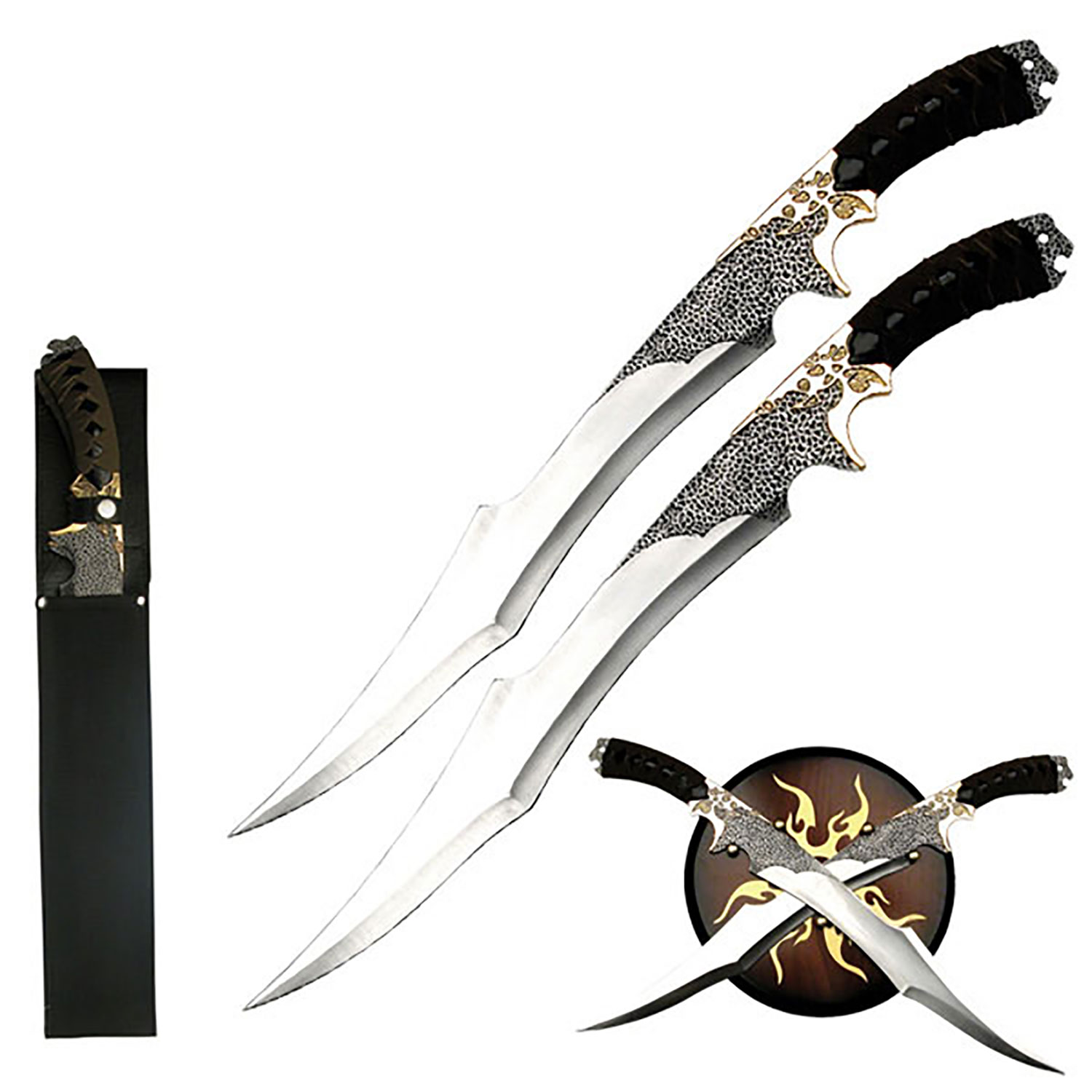 FANTASY MASTER - ELF WARRIOR DUAL SHORT SWORDS WITH DISPLAY STAND - FM-411