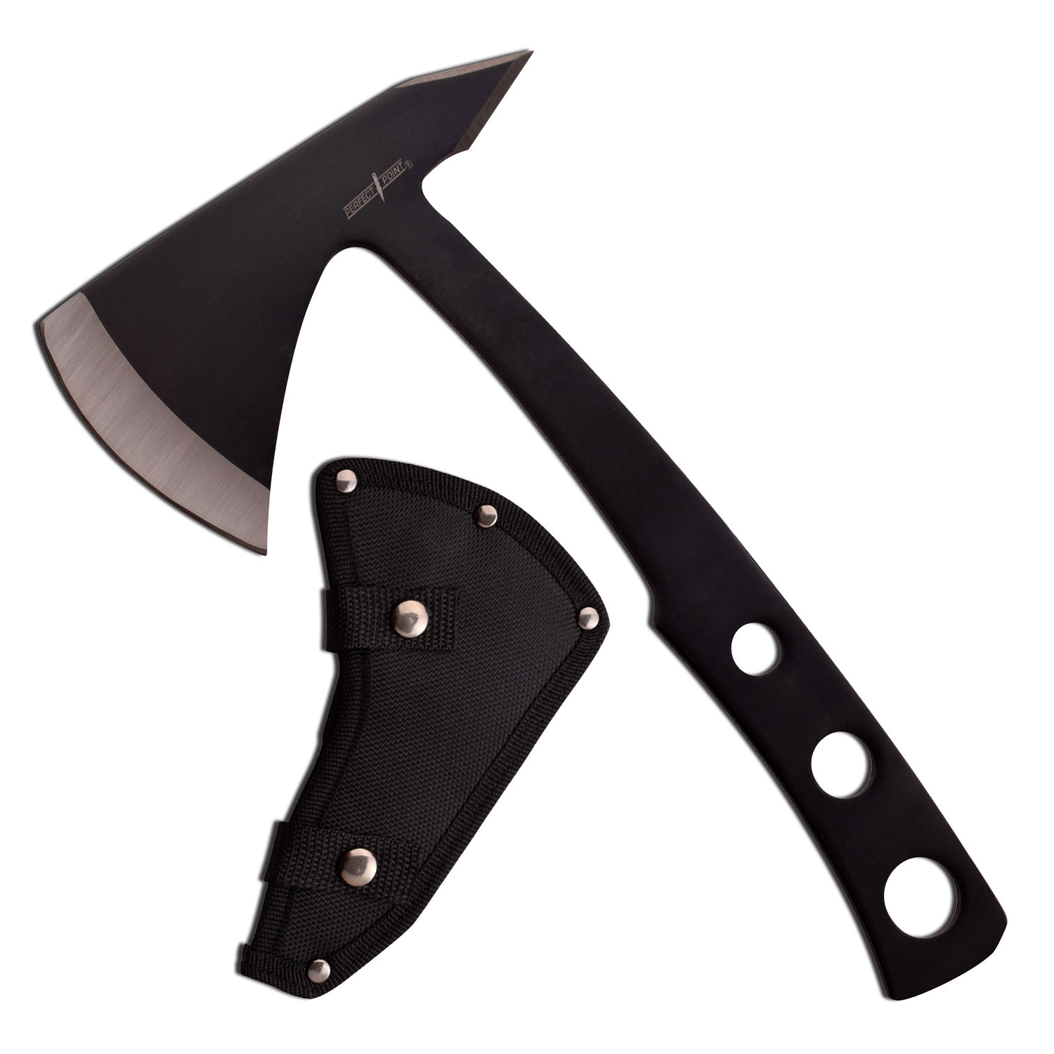9.5" PERFECT POINT PP-107B THROWING AXE BLACK W/ SHEATH