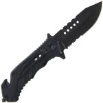 Folding Knife with Blue and Black Handle W/ Glass Breaker & Belt Cutter - 543-BL - Image 6