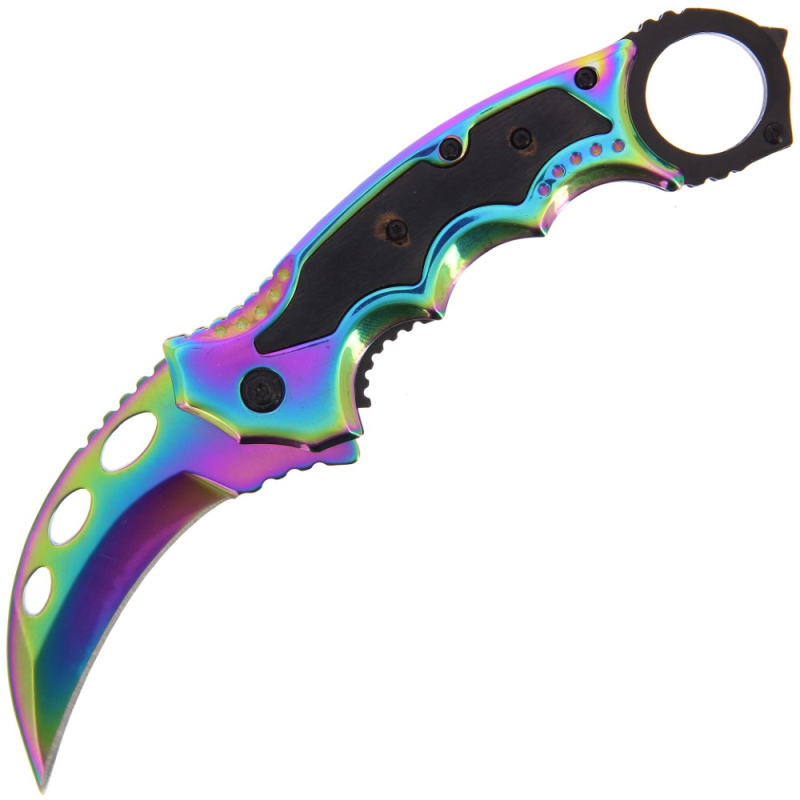 Solid Stainless Steel Rainbow Linerlock Karambit - K-LK-798