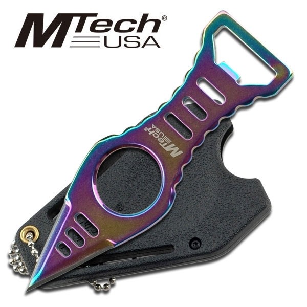 mtech_usa_rainbow_neck_knife_dagger MTech USA Rainbow Neck Knife Dagger w/ Bottle Opener - MT-20-27RB - Image 1