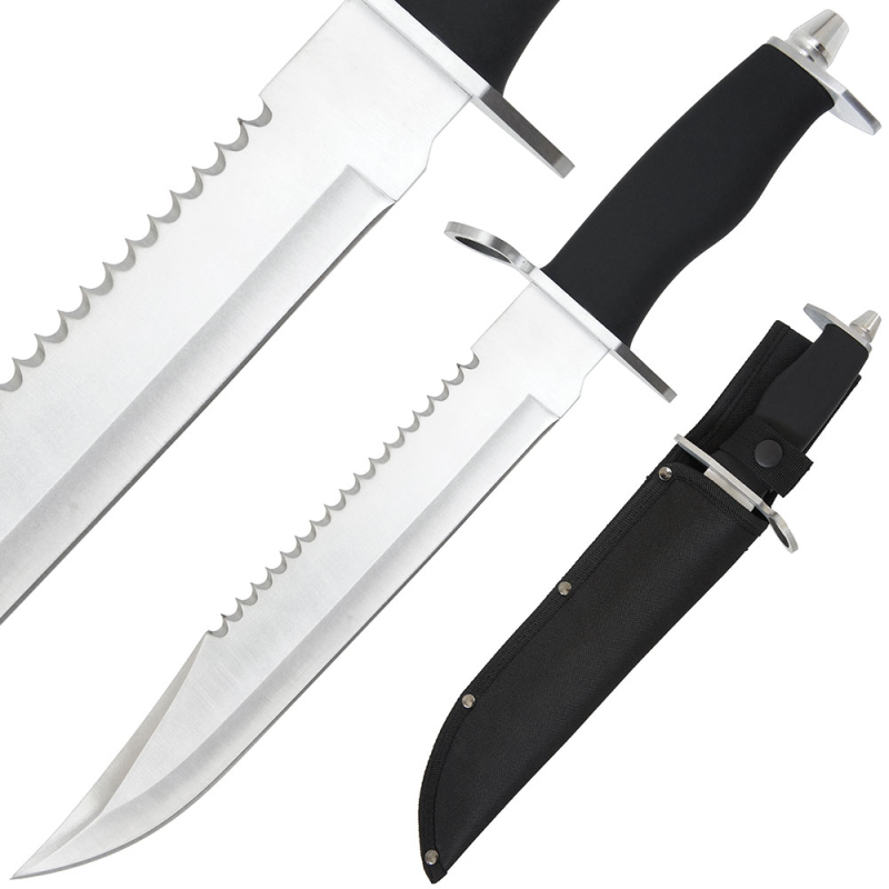 Classic Hunting 15" KNIFE w/ Grippy Rubber Handle Bayonet Stye - FB574