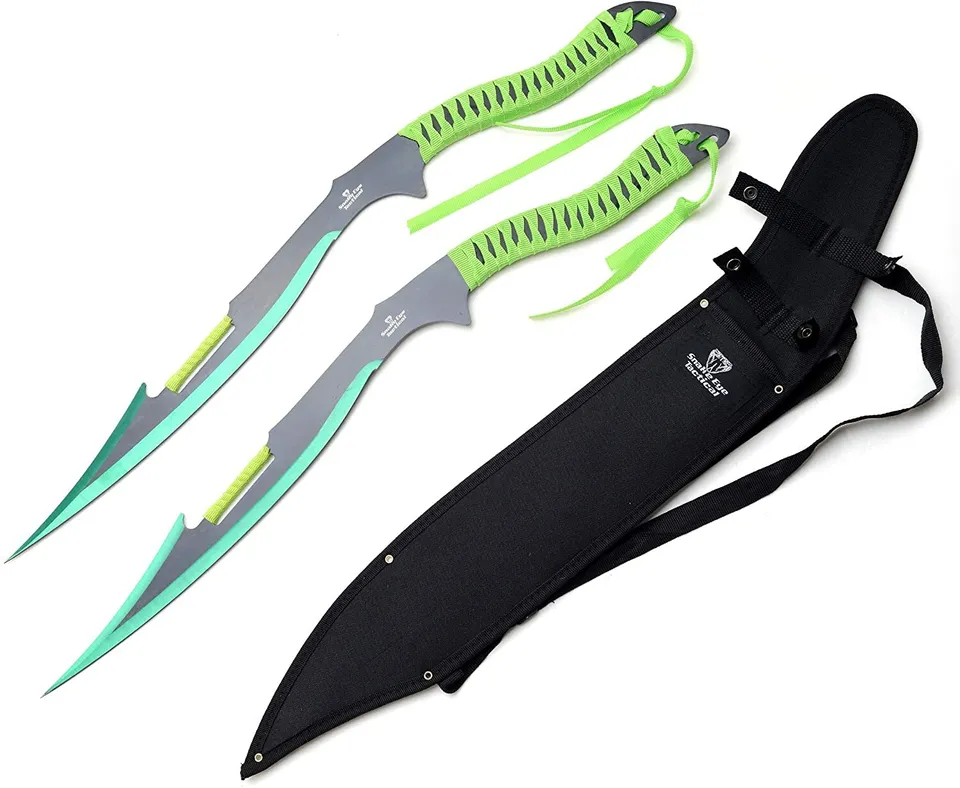 Snake Eye Tactical Dual Twin Ninja Sword with Dual Shoulder Sheath - HK-121GN