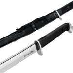 HONSHU BOSHIN WAKIZASHI - MODERN TACTICAL SAMURAI / NINJA SWORD - HAND FORGED 1060 CARBON STEEL - FULL TANG, FULLY FUNCTIONAL - BLACK TPR, STEEL GUARD AND POMMEL, LANYARD HOLE - SCABBARD - UC3125 - Image 5