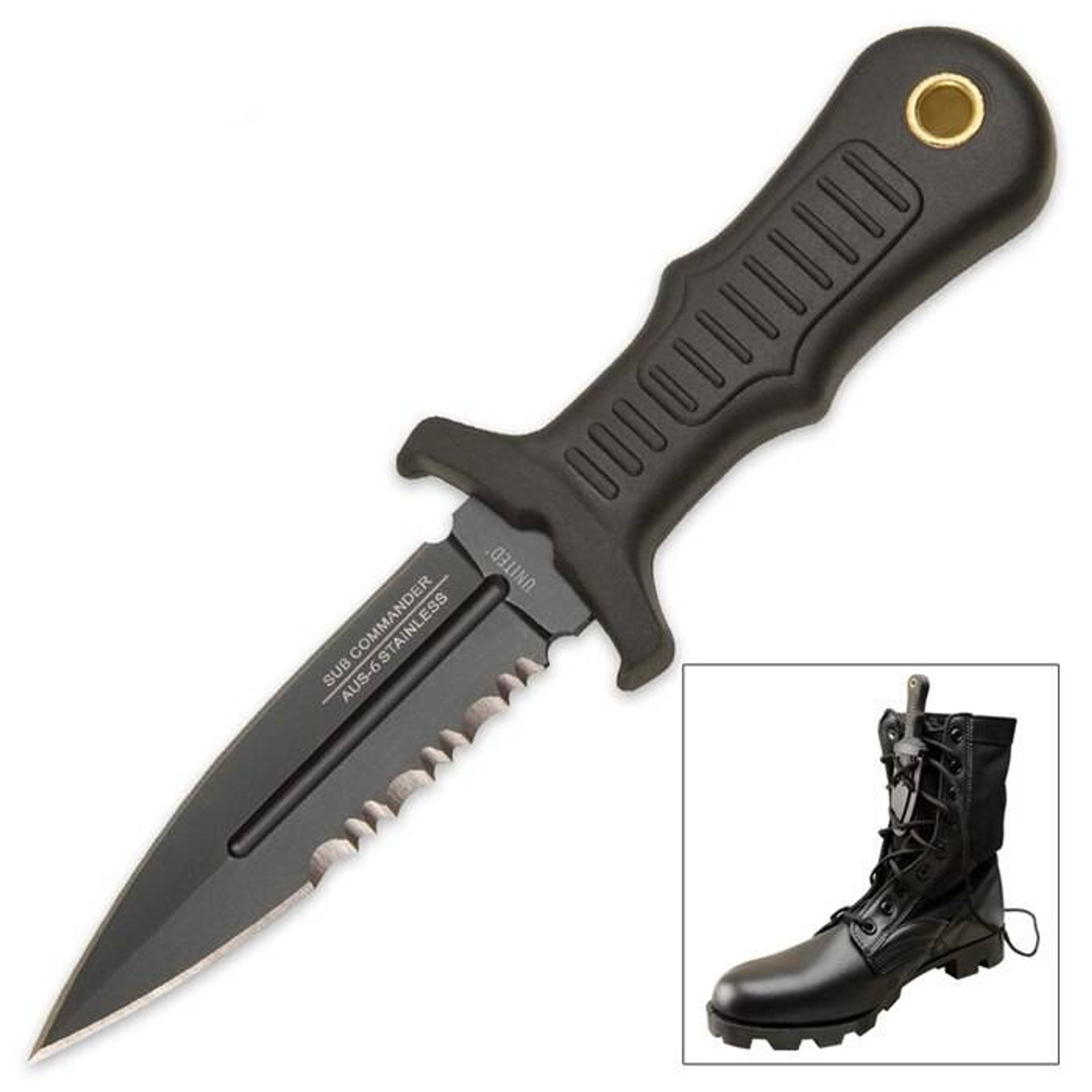 Order – November 29 Combat Commander Sub Commander Black Mini Boot Knife - UC2724 - Image 1