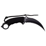 MTech USA Fixed Blade Karambit "Nightshade" – Fixed Blade Knife – Black Partially Serrated Stainless Steel Karambit Blade w/Black Cord Wrapped Handle, Full Tang, Black Nylon Sheath - Hunting, Camping, Survival, EDC – MT-20-76BK - Image 3