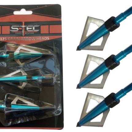 STEC -3PC Aluminium 125 Grain Arrow Heads Broadhead BOLTS Crossbow Hunting Archery .