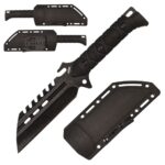 S-TEC 10.5″ Fixed Blade ‘Dark Halo’ Full Tang Knife w/ ABS Sheath – T25147BK