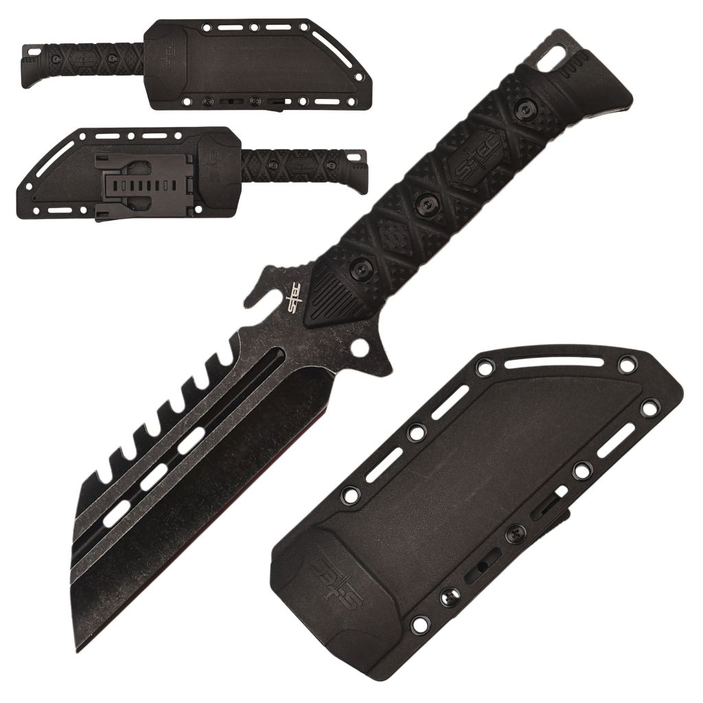 T25147BK S-TEC 10.5″ Fixed Blade ‘Dark Halo’ Full Tang Knife w/ ABS Sheath – T25147BK - Image 1