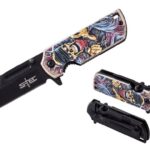 STEC 5.5″ Quick Opening Mini Tanto Folding Knife / Cigar Cutter 3CR13 Steel – Skull 2 – T271909-2