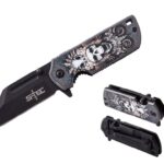 STEC 5.5″ Quick Opening Mini Tanto Folding Knife / Cigar Cutter 3CR13 Steel – Skull 3 – T271909-3