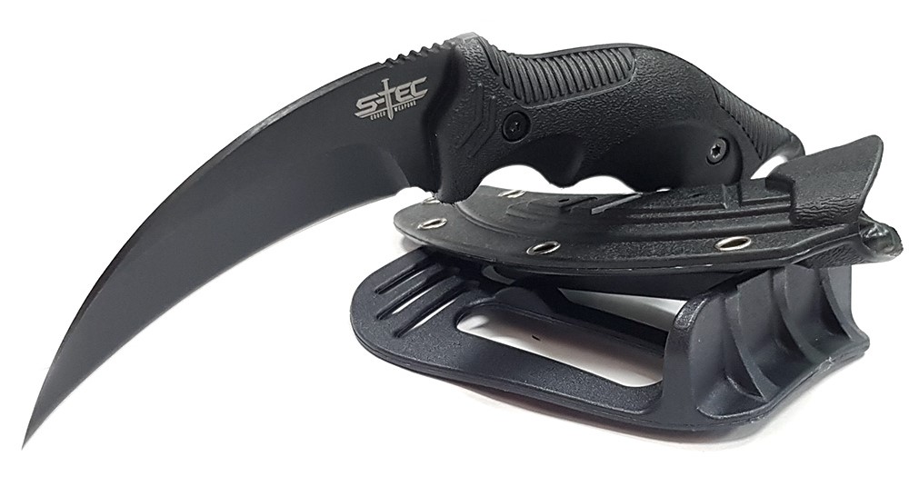 ts201bk_s8 S-TEC 8″ Fixed Blade Hunting Karambit Knife with ABS Sheath Black Out Version – TS201BK - Image 1